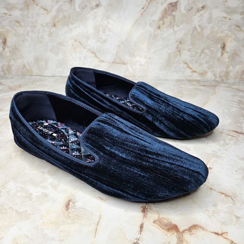 BIRDIES Starling Flat Blue Velvet in Sapphire Size 8.5